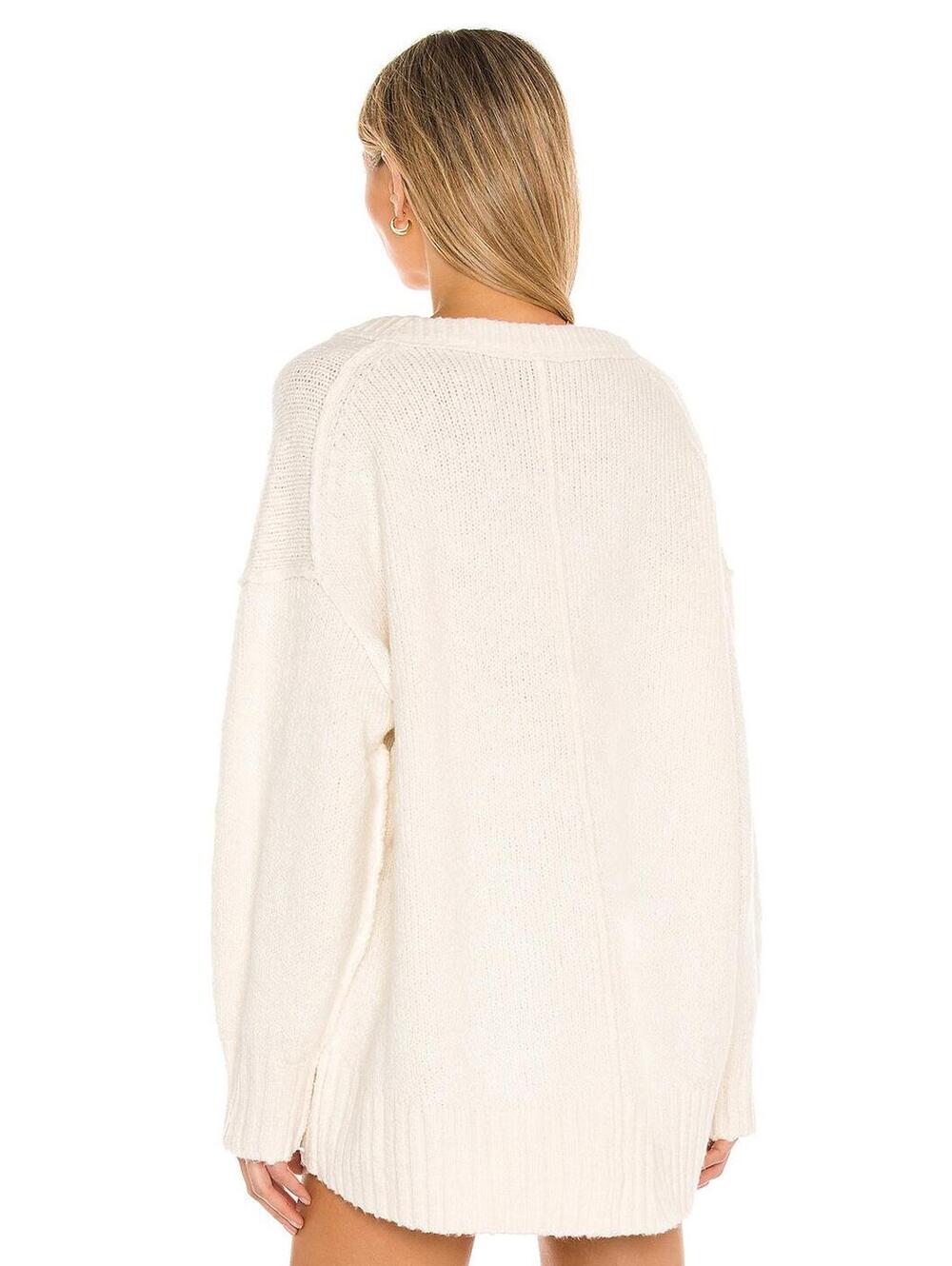 NWT Free People Brookside Tunic Sweater Ivory Knit Pullover Size Small - Picture 2 of 9